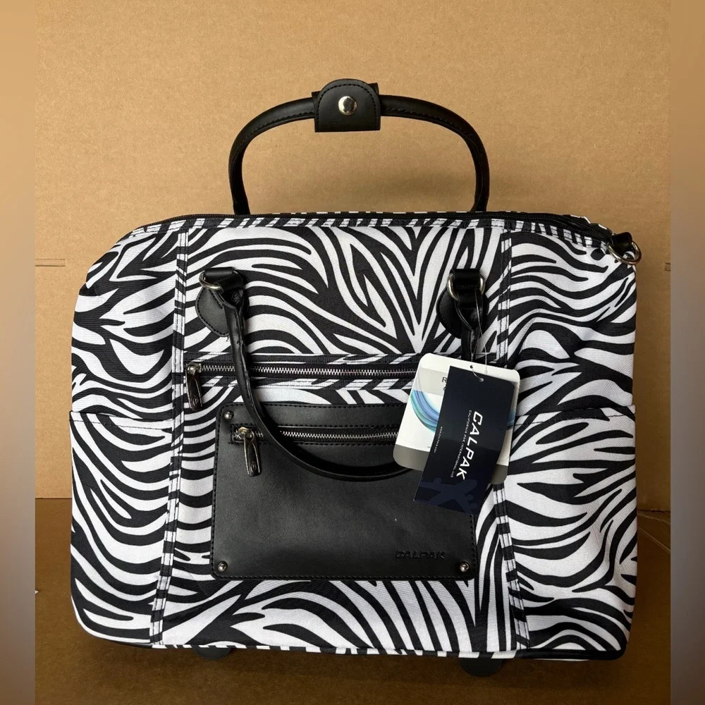 NWT: Calpak Zebra Print UNISEX Bag - Black and White
